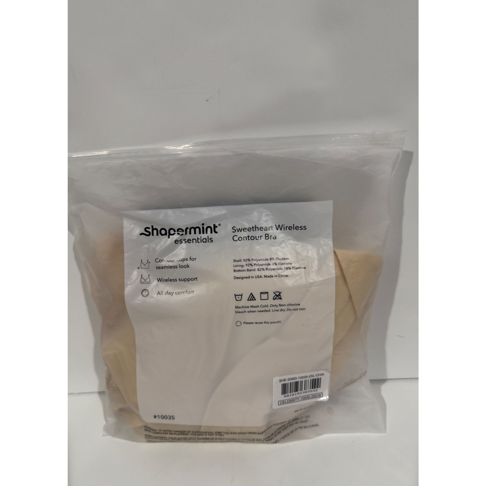 Shapermint Essentials Everyday Sweetheart Wireless Contour Bra Chai 2XL NEW - Picture 4 of 5